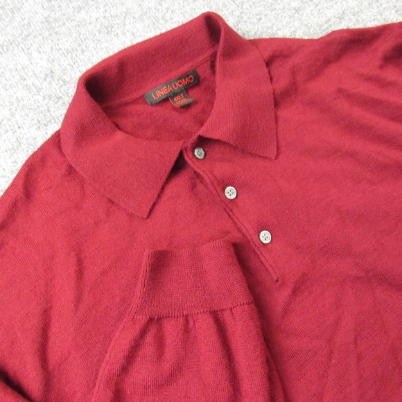 Linea Uomo Other - Linea Uomo Sweater Mens 4XLT Red Wool Blend Polo Collar Knit Pullover Big‎ Tall